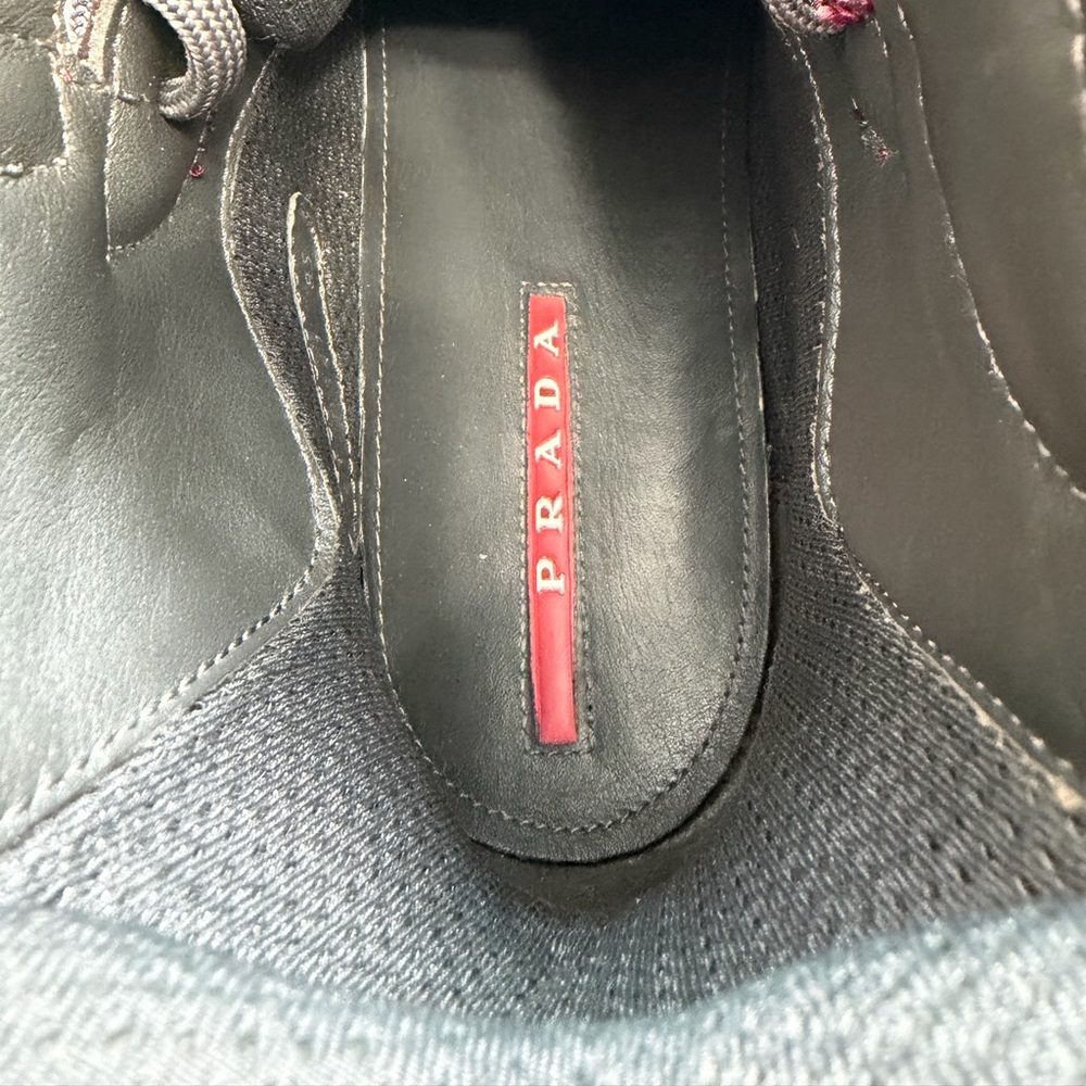 Prada America's Cup High Top Sneakers Burgundy Maroon Patent Shoes 8.5/9.5 - Picture 7 of 13